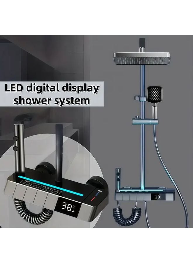 Modern Digital LED Rain Shower System Model 819 with Smart Control Panel Color Changing - Image 1